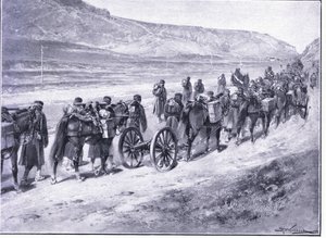 Une batterie de canons de campagne en route vers Ichon, illustration de l