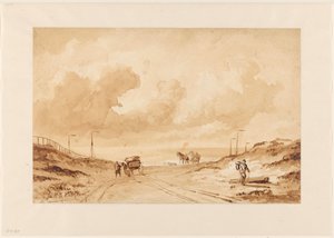 Paysage avec chemin entre les dunes vers la mer - Johannes Hermanus Barend Koekkoek