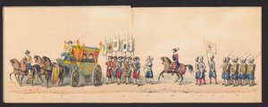 Gecostumeerde voorstelling van den intogt van Maurits, Prins van Oranje, Graaf van Nassau enz. en Willem Lodewijk, Graaf van Nassau, binnen Groningen in den jare 1594, door H.H - Johannes Hermanus van de Weijer