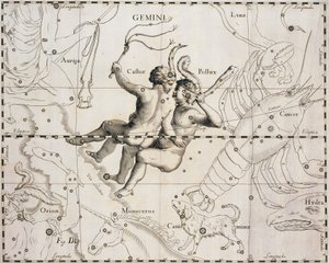 La constellation des Gémeaux, illustration du Firmamentum Sobiescianum sive Uranographia, par Johann Hevelius (1611-1687), Gdansk 1690 - Johannes Hevelius