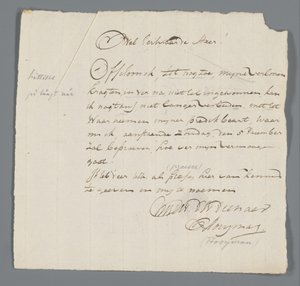 Lettre du révérend Hooyman à Jan Brandes - Johannes Hooyman