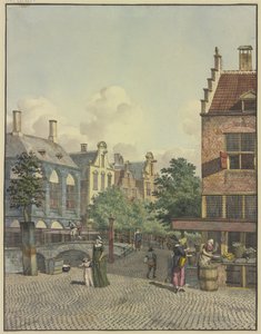 Un pont en pierre, avec une boutique à droite - Johannes Huibert Prins