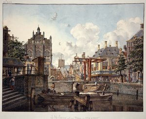 Vue de ville avec pont-levis - Johannes Huibert Prins