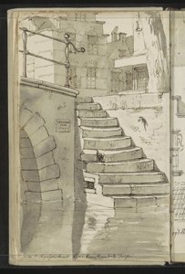 Escalier vers le fossé près de la Koorstraat à Delft