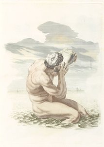 Triton soufflant dans sa conque