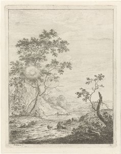 Paysage montagneux avec berger et bétail - Johannes Janson