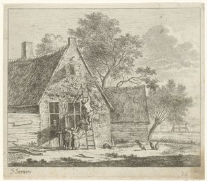 Ferme avec cour (Octobre, De twaalf maanden, De gecouleurde Teekeningen van de 12 Maanden) - Johannes Janson