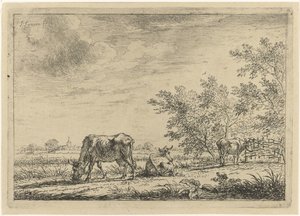 Trois vaches dans un pré - Johannes Janson