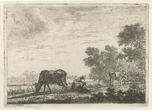 Trois vaches dans un pré - Johannes Janson