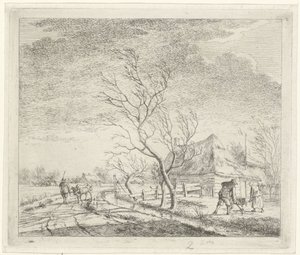 Paysage avec ferme et champ