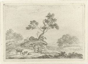Paysage avec bergers en conversation