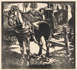 Cheval de charrette dételé - Johannes Josephus Aarts (signed by artist)