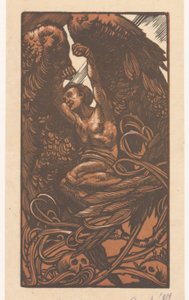 Femme ailée avec des crânes