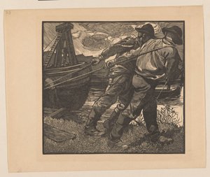 Travailleurs avec des cordes sur la rive - Johannes Josephus Aarts