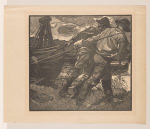 Travailleurs avec des cordes sur la rive - Johannes Josephus Aarts