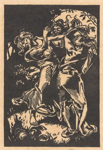 Femmes dansantes avec des grappes de raisin et un satyre