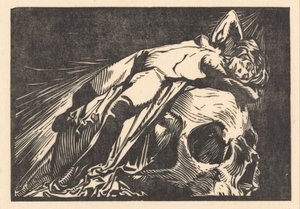 Femme allongée sur une tête de mort - Johannes Josephus Aarts