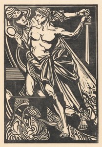 Homme et femme avec épée et miroir