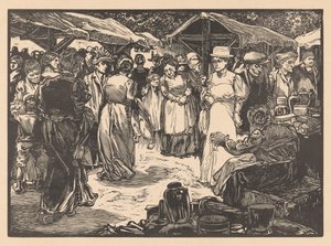 Scène de marché avec hommes et femmes - Johannes Josephus Aarts