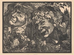 Deux bacchantes entourées de feuilles de vigne - Johannes Josephus Aarts
