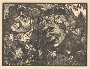 Deux bacchantes entourées de feuilles de vigne - Johannes Josephus Aarts