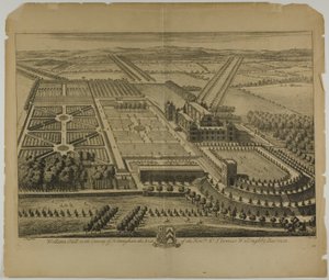Wollaton Hall dans le comté de Nottingham, planche 68 de Britannia Illustrata