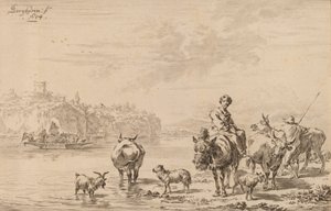 Femme assise sur une mule