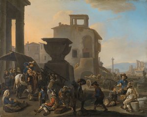 Marché italien avec un dentiste charlatan