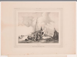 Côte hollandaise avec bateaux et personnes - Johannes Lodewijk Riedel
