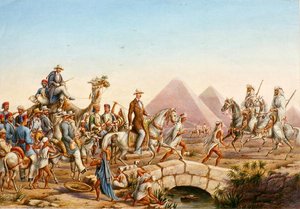 Prince Albert de Prusse avec son entourage visitant les Pyramides de Gizeh