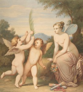 Éros et Antéros avec Psyché les regardant, 1810-60 - Johannes Riepenhausen