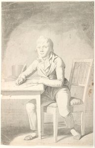 Jeune garçon écrivant assis à une table - Johannes Senn