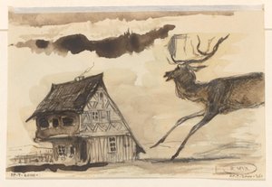 Maison et cerf - Johannes Tavenraat