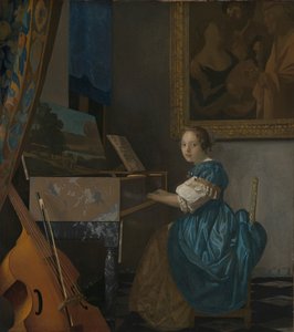 Eine junge Frau sitzt an einem Virginal - Johannes Vermeer
