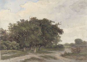 Paysage avec des arbres - Johannes Warnardus Bilders
