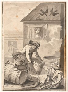 Jens Blok et Gunild. Illustration pour Ludvig Holberg : Peder Paars 1772. (2e livre, 3e chant) - Johannes Wiedewelt