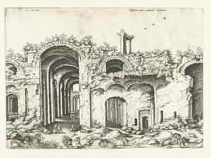 Troisième vue sur les Thermes de Dioclétien (ruines romaines, 1561) - Johannes of Lucas van Doetechum (attributed to)