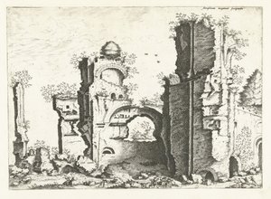 Vue sur des ruines, peut-être les Thermes de Caracalla - Johannes of Lucas van Doetechum (attributed to)