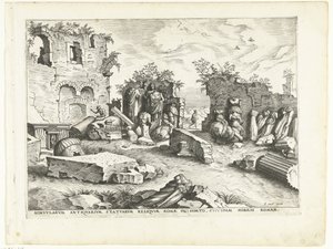 Jardin avec fragments de statues antiques - Johannes of Lucas van Doetechum (attributed to)