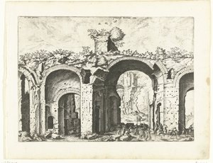 Deuxième vue des Thermes de Dioclétien, ruines romaines, 1561 (titre de la série) - Johannes of Lucas van Doetechum (attributed to)