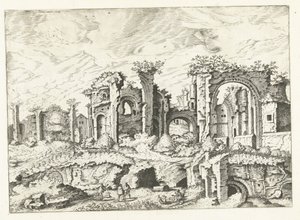 Quatrième vue des ruines du Palatin (série Ruines romaines, 1561) - Johannes of Lucas van Doetechum (attributed to)