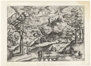 Paysage avec le baptême du Christ - Johannes of Lucas van Doetechum