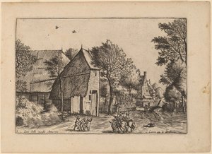 Route de village avec puits