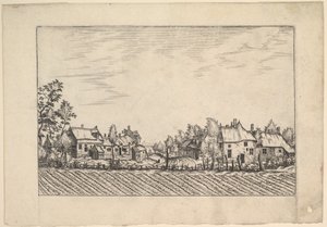 Fermes, champ labouré au premier plan de Praediorum villarum et rusticarum casu..., vers 1559-61 - Johannes van Doetecum I