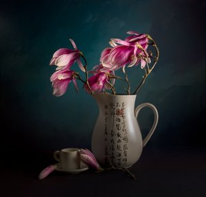 Nature morte élégante au magnolia