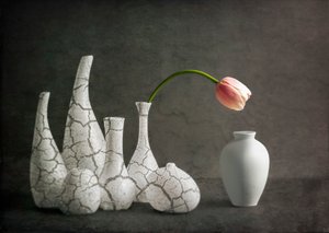 Vases « Tulipe rose » craquelés - John-Mei Zhong