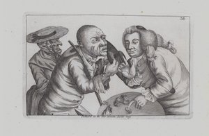 Toby en faillite et sa femme Doxy mendiant du fromage et de la bière dans une taverne (gravure)