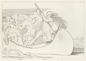 Le Bateau de Charon, Enfer, Chant 3 (gravure) - John (after) Flaxman