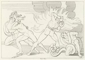 Les Serpents enflammés, Enfer, Chant 24 (gravure) - John (after) Flaxman