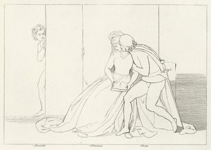 Les Amants Surpris, Enfer, Chant 5 (gravure) - John (after) Flaxman